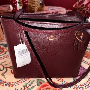 Coach Mini City Zip in Oxblood Pebbled Leather Tote Bag. Never used.